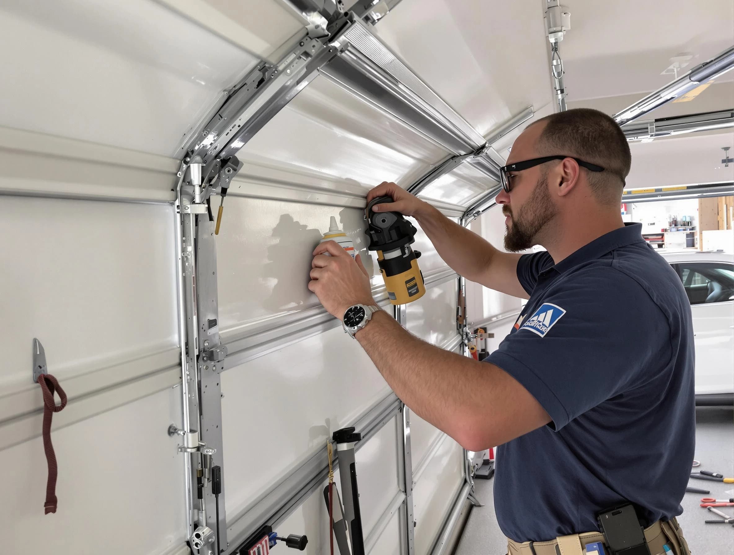 South Plainfield Garage Door Repair technician performing comprehensive noise reduction service in South Plainfield